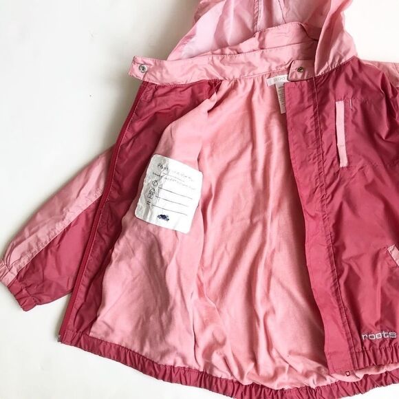 Roots pink colour block lined windbreaker EUC 4T - Picture 3 of 3